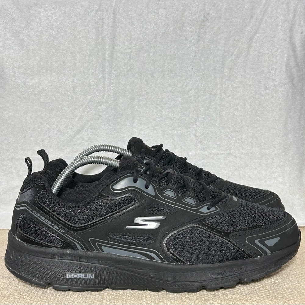 Skechers Mens Blk GORun Consistent Leather/Textile Running Athletic Shoes SZ 9.5